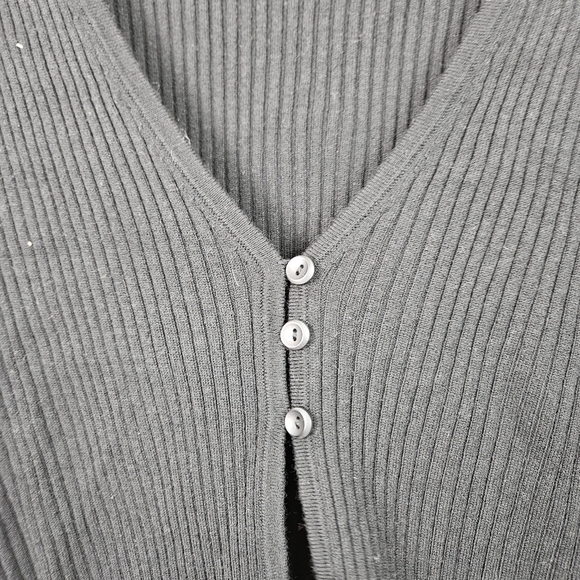 Cider Wool Blend V Neck Button Knitted Cardigan Sweater Plus Size Black 0XL - Picture 6 of 12